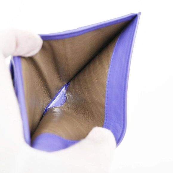 BOTTEGA VENETA Logo Intrecciato Bifold Compact Wallet Leather Purple 62EE110 - Picture 7 of 13